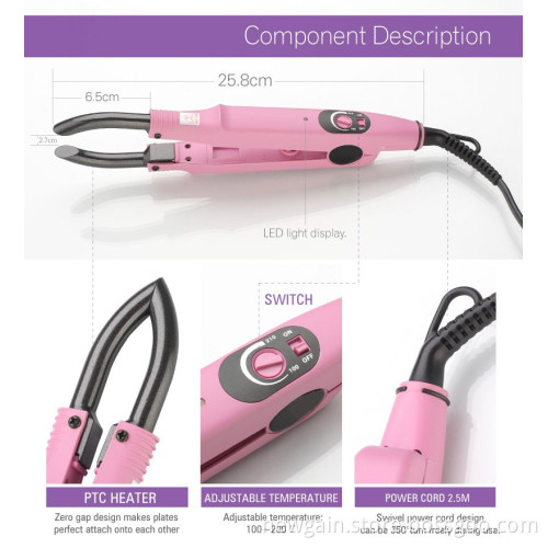 Universal voltage. PTC heater hair extension. Human hair extension. Hair extension iron